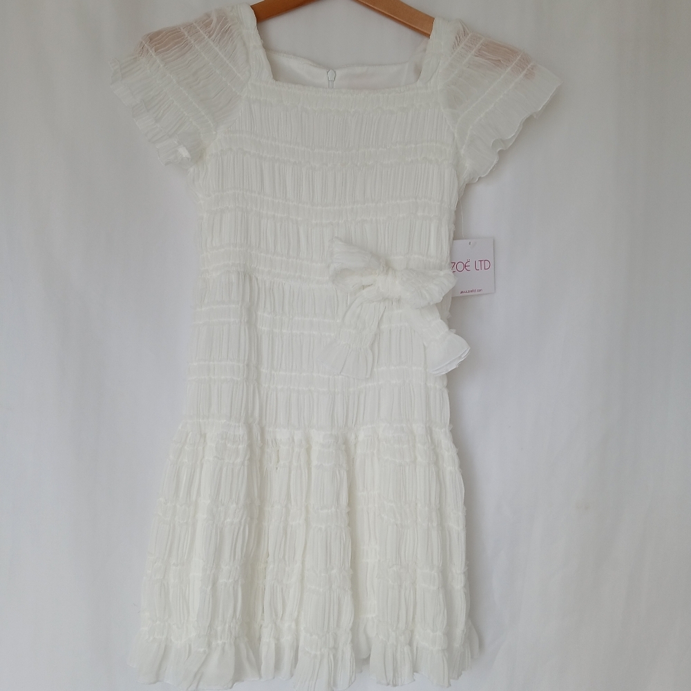 Zoe Ltd Ivory Girls Formal Party Dress with Ruffle Sleeves Size 10